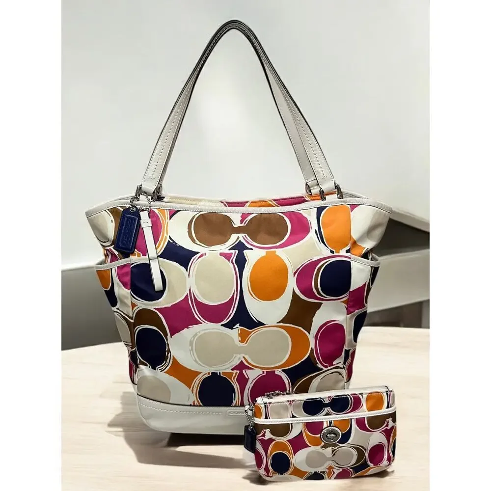 Coach F23299 Park Hand Drawn Scarf Print North/South Tote & Matching Wristlet